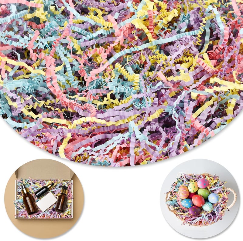 Darfukei Shredded Paper For Gift Baskets, 1/2LB (8 oz) Crinkle Paper Filler, Colorful easter basket grass, Crinkle Cut Paper Shred For Birthdays, Weddings,Boxes Bags, Basket Filler, Anniversaries, Christmas, Gift Wrapping - Image 1